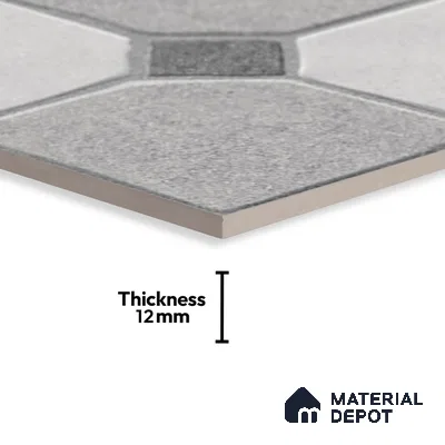 Stone Floor Tile TL 07590 Soho Grey 16 x 16 inch Texture Finish Vitrified Tile - 12 mm | Suitable for Parking, Outdoor & Bathroom | Pattern Alignment May Vary | 2-3 mm Spacer is Mandatory