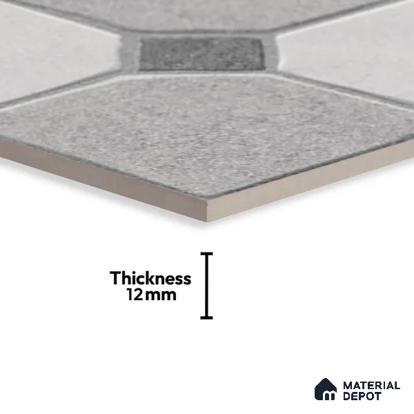 Stone Floor Tile TL 07590 Soho Grey 16 x 16 inch Texture Finish Vitrified Tile - 12 mm | Suitable for Parking, Outdoor & Bathroom | Pattern Alignment May Vary | 2-3 mm Spacer is Mandatory