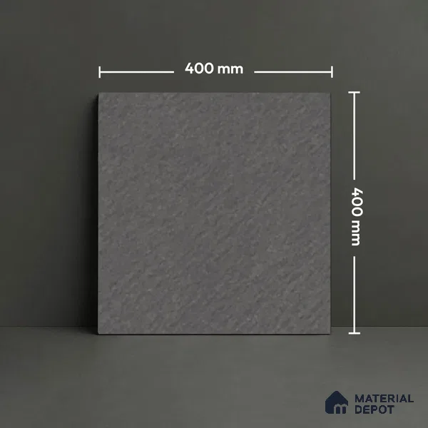 Stone Floor Tile TL 07521 E Signature Nero 16 x 16 inch Texture Finish Vitrified Tile - 12 mm | Suitable for Parking, Outdoor & Bathroom | Pattern Alignment May Vary | 2-3 mm Spacer is Mandatory (Sample)