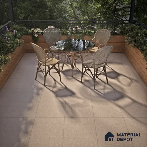 Stone Floor Tile TL 07521 Signature Beige 16 x 16 inch Texture Finish Vitrified Tile - 12 mm | Suitable for Parking, Outdoor & Bathroom | Pattern Alignment May Vary | 2-3 mm Spacer is Mandatory