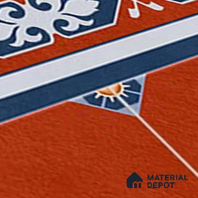 Moroccan Athangudi Carpet Floor Tile TL 10448 B Border 1 ft x 1 ft - Ceramic Matte Finish -10 mm | Suitable for Living Room, Kitchen, Dining Area | Please Expect a Slight Variation of Pattern