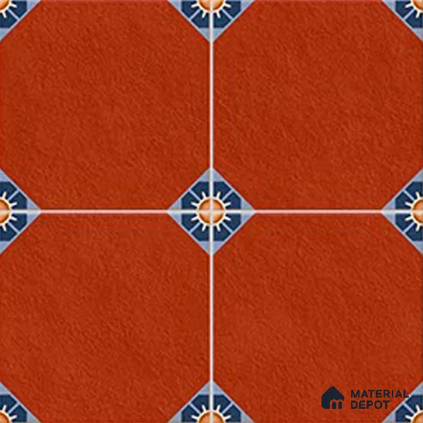 Moroccan Athangudi Carpet Floor & Wall Tile TL 10448 C Center 1 ft x 1 ft - Ceramic Matte Finish -10 mm | Suitable for Living Room, Kitchen, Bathroom | Please Expect a Slight Variation of Pattern