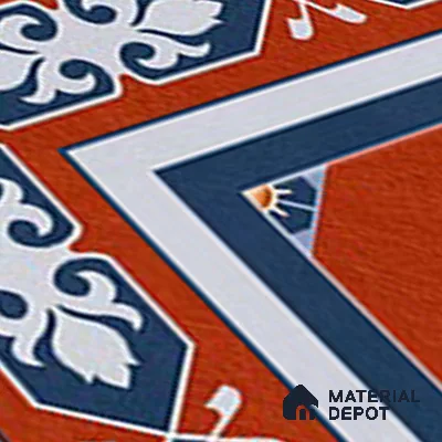 Moroccan Athangudi Carpet Floor Tile TL 10448 Corner 1 ft x 1 ft - Ceramic Matte Finish -10 mm | Suitable for Living Room, Kitchen, Dining Area | Please Expect a Slight Variation of Pattern