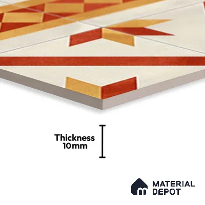 Moroccan Athangudi Carpet Floor Tile TL 10454 B Border 1 ft x 1 ft - Ceramic Matte Finish -10 mm | Suitable for Living Room, Kitchen, Dining Area | Please Expect a Slight Variation of Pattern