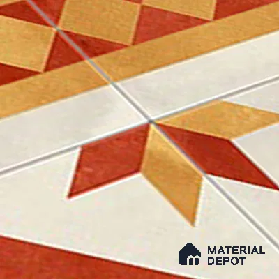 Moroccan Athangudi Carpet Floor Tile TL 10454 B Border 1 ft x 1 ft - Ceramic Matte Finish -10 mm | Suitable for Living Room, Kitchen, Dining Area | Please Expect a Slight Variation of Pattern
