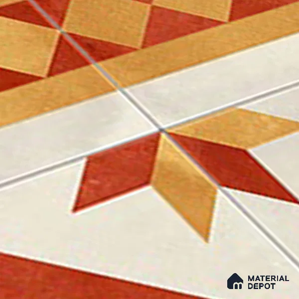 Moroccan Athangudi Carpet Floor Tile TL 10454 B Border 1 ft x 1 ft - Ceramic Matte Finish -10 mm | Suitable for Living Room, Kitchen, Dining Area | Please Expect a Slight Variation of Pattern