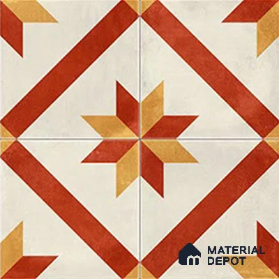 Moroccan Athangudi Carpet Floor & Wall Tile TL 10454 C Center 1 ft x 1 ft - Ceramic Matte Finish -10 mm | Suitable for Living Room, Kitchen, Bathroom | Please Expect a Slight Variation of Pattern