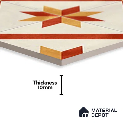 Moroccan Athangudi Carpet Floor & Wall Tile TL 10454 C Center 1 ft x 1 ft - Ceramic Matte Finish -10 mm | Suitable for Living Room, Kitchen, Bathroom | Please Expect a Slight Variation of Pattern