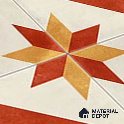 Moroccan Athangudi Carpet Floor & Wall Tile TL 10454 C Center 1 ft x 1 ft - Ceramic Matte Finish -10 mm | Suitable for Living Room, Kitchen, Bathroom | Please Expect a Slight Variation of Pattern