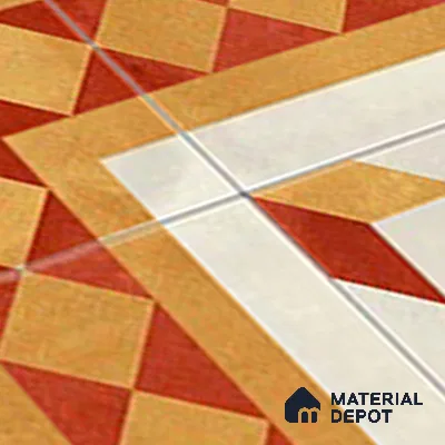 Moroccan Athangudi Carpet Floor Tile TL 10454 Corner 1 ft x 1 ft - Ceramic Matte Finish -10 mm | Suitable for Living Room, Kitchen, Dining Area | Please Expect a Slight Variation of Pattern