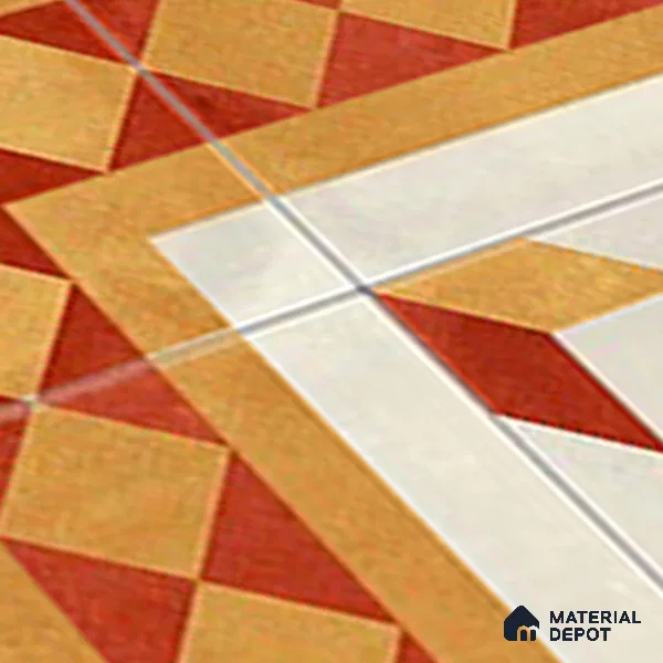 Moroccan Athangudi Carpet Floor Tile TL 10454 Corner 1 ft x 1 ft - Ceramic Matte Finish -10 mm | Suitable for Living Room, Kitchen, Dining Area | Please Expect a Slight Variation of Pattern