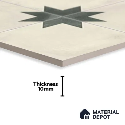 Moroccan Athangudi Carpet Floor & Wall Tile TL 10455 C Center 1 ft x 1 ft - Ceramic Matte Finish -10 mm | Suitable for Living Room, Kitchen, Bathroom | Please Expect a Slight Variation of Pattern