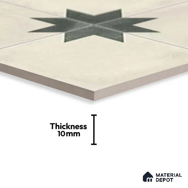 Moroccan Athangudi Carpet Floor & Wall Tile TL 10455 C Center 1 ft x 1 ft - Ceramic Matte Finish -10 mm | Suitable for Living Room, Kitchen, Bathroom | Please Expect a Slight Variation of Pattern