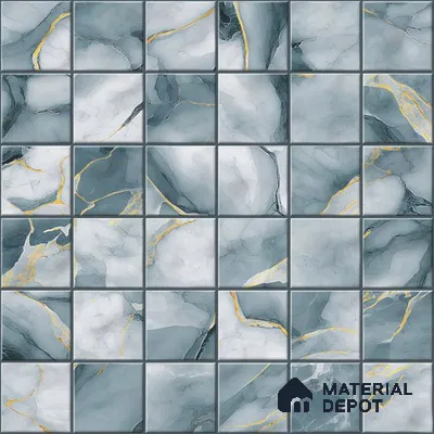 Blue Faux Mosaic Wall Tile TL 09097 B  Fenix Club 1 ft x 1 ft Ceramic Glossy Finish - 9 mm | Suitable for Highlighter Wall, Bathroom, Kitchen Wall & Backsplash
