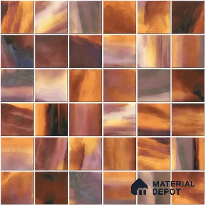 Brown Faux Mosaic Wall Tile TL 09097 C  Fenix Red 1 ft x 1 ft Ceramic Glossy Finish - 9 mm | Suitable for Highlighter Wall, Bathroom, Kitchen Wall & Backsplash