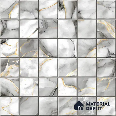 White Faux Mosaic Wall Tile TL 09097  Fenix Blanco 1 ft x 1 ft Ceramic Glossy Finish - 9 mm | Suitable for Highlighter Wall, Bathroom, Kitchen Wall & Backsplash