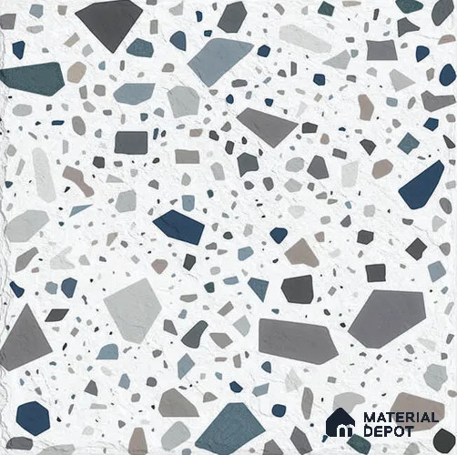 Terrazzo Wall Tile TL 12971 B Terrazzo Granolithic Blue 1 ft x 1 ft Ceramic Matte Finish - 9 mm | Suitable For Living Room, Dining & Bathroom Walls