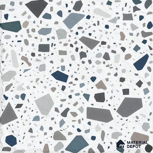 Terrazzo Wall Tile TL 12971 B Terrazzo Granolithic Blue 1 ft x 1 ft Ceramic Matte Finish - 9 mm | Suitable For Living Room, Dining & Bathroom Walls