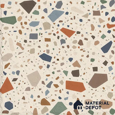Terrazzo Wall Tile TL 12971 D Terrazzo Granolithic Orange 1 ft x 1 ft Ceramic Matte Finish - 9 mm | Suitable For Living Room, Dining & Bathroom Walls