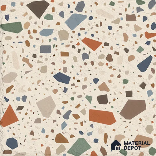 Terrazzo Wall Tile TL 12971 D Terrazzo Granolithic Orange 1 ft x 1 ft Ceramic Matte Finish - 9 mm | Suitable For Living Room, Dining & Bathroom Walls