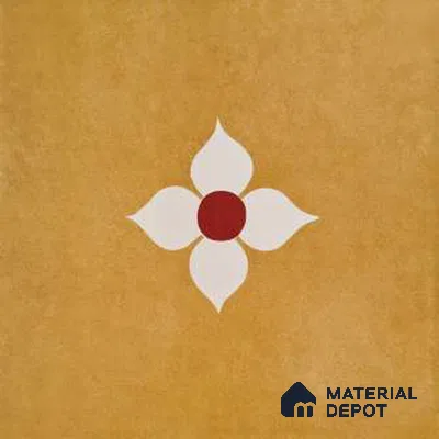 Moroccan Wall & Floor Tile TL 10703 Blossom Yellow 1 ft x 1 ft Matte Finish Ceramic Tile - 7.5 mm | Suitable For Living Room, Bedroom, Bathroom | Please Expect a Slight Variation of Pattern (Sample)
