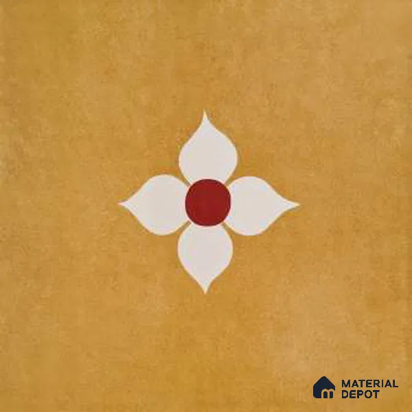 Moroccan Wall & Floor Tile TL 10703 Blossom Yellow 1 ft x 1 ft Matte Finish Ceramic Tile - 7.5 mm | Suitable For Living Room, Bedroom, Bathroom | Please Expect a Slight Variation of Pattern (Sample)