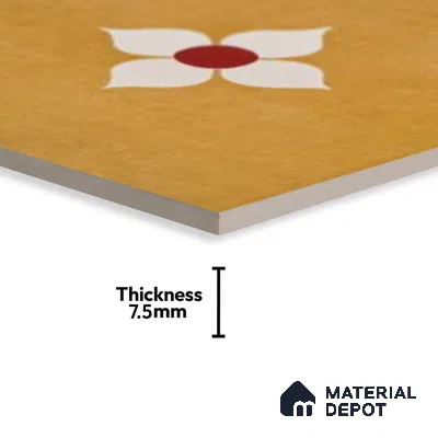 Moroccan Wall & Floor Tile TL 10703 Blossom Yellow 1 ft x 1 ft Matte Finish Ceramic Tile - 7.5 mm | Suitable For Living Room, Bedroom, Bathroom | Please Expect a Slight Variation of Pattern (Sample)