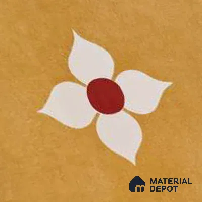 Moroccan Wall & Floor Tile TL 10703 Blossom Yellow 1 ft x 1 ft Matte Finish Ceramic Tile - 7.5 mm | Suitable For Living Room, Bedroom, Bathroom | Please Expect a Slight Variation of Pattern (Sample)