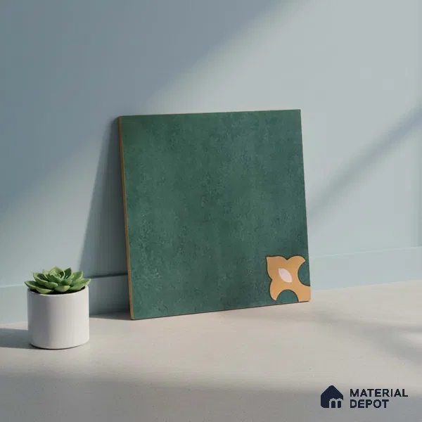 Moroccan Wall & Floor Athangudi Tile TL 10552 Palace Verde 1 ft x 1 ft Matte Finish Ceramic Tile - 9 mm | Suitable for Bathroom, Kitchen, Balcony | Please Expect a Slight Variation of Pattern