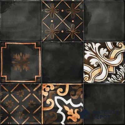 Wall Tile TL 07862 B Horizon Black Decor-2 1 ft x 1 ft Ceramic Glossy Finish - 9.5 mm | Suitable for Kitchen, Bathroom & Balcony Walls | Please Expect a Slight Variation of Pattern