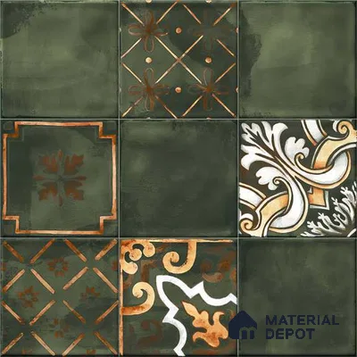 Wall Tile TL 07862 Horizon Emerald Decor-2 1 ft x 1 ft Ceramic Glossy Finish - 9.5 mm | Suitable for Kitchen, Bathroom & Balcony Walls | Please Expect a Slight Variation of Pattern
