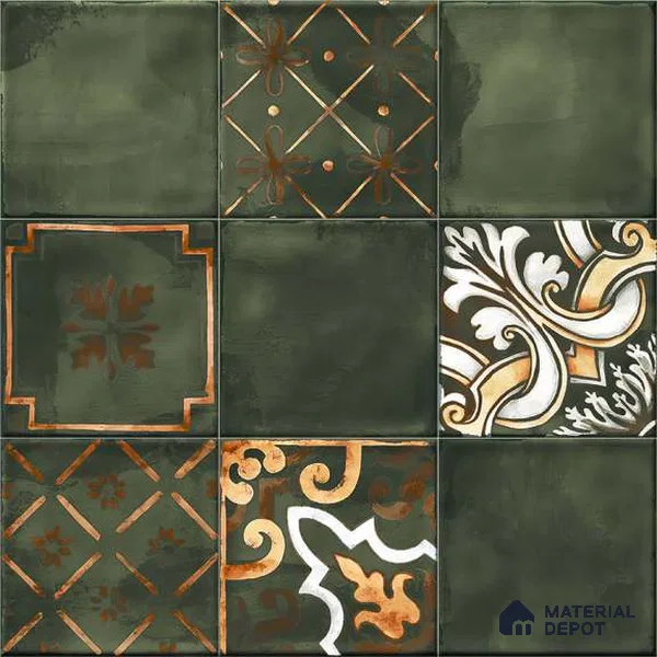 Wall Tile TL 07862 Horizon Emerald Decor-2 1 ft x 1 ft Ceramic Glossy Finish - 9.5 mm | Suitable for Kitchen, Bathroom & Balcony Walls | Please Expect a Slight Variation of Pattern