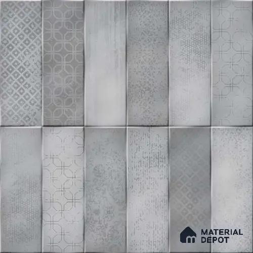Wall Tile TL 07860 Path Grey Glue Decor 1 ft x 1 ft Ceramic Glossy Finish - 9.5 mm | Suitable for Kitchen, Bathroom & Balcony Walls | Please Expect a Slight Variation of Pattern
