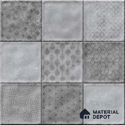 Wall Tile TL 07861 C Haven Grey Glue Decor-1 1 ft x 1 ft Ceramic Glossy Finish - 9.5 mm | Suitable for Kitchen, Bathroom & Balcony Walls