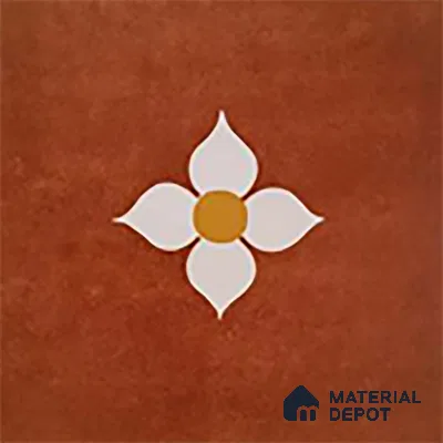 Moroccan Wall & Floor Tile TL 10558 Blossom Terracotta 12 inch x 12 inch Matte Finish Ceramic Tile - 7.5 mm | Suitable For living Room, Bedroom, Bathroom | Please Expect a Slight Variation of Pattern (Sample)