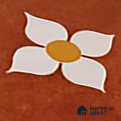 Moroccan Wall & Floor Tile TL 10558 Blossom Terracotta 12 inch x 12 inch Matte Finish Ceramic Tile - 7.5 mm | Suitable For living Room, Bedroom, Bathroom | Please Expect a Slight Variation of Pattern (Sample)