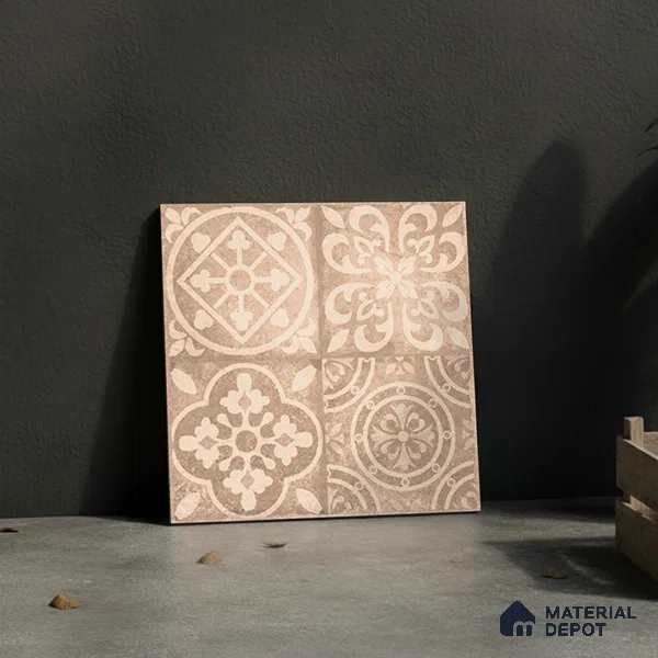 Patterned Floor Tile   TL 10497  16 inch x 16 inch Vitrified Matte Finish -12 mm | Suitable for Parking, Balcony & Terrace | Pattern Alignment May Vary | 2-3 mm Spacer is Mandatory