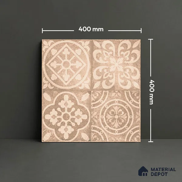 Patterned Floor Tile   TL 10497  16 inch x 16 inch Vitrified Matte Finish -12 mm | Suitable for Parking, Balcony & Terrace | Pattern Alignment May Vary | 2-3 mm Spacer is Mandatory