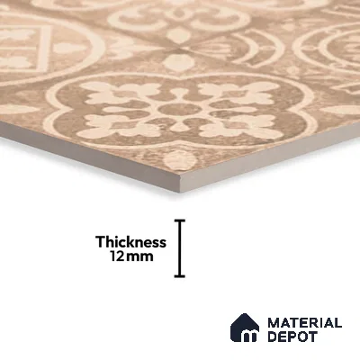 Patterned Floor Tile   TL 10497  16 inch x 16 inch Vitrified Matte Finish -12 mm | Suitable for Parking, Balcony & Terrace | Pattern Alignment May Vary | 2-3 mm Spacer is Mandatory