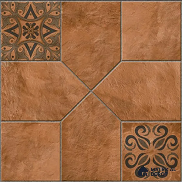 Stone Floor Tile TL 10493  16 inch x 16 inch Vitrified Matte Finish -12 mm | Suitable for Parking, Balcony & Terrace | Pattern Alignment May Vary | 2-3 mm Spacer is Mandatory