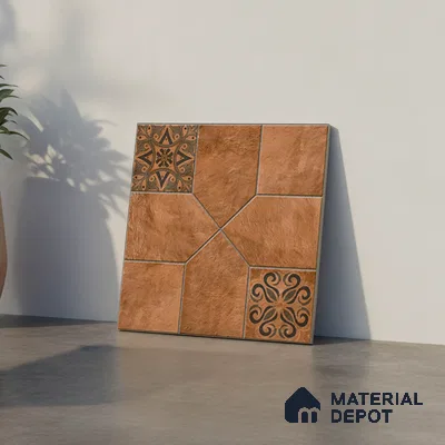 Stone Floor Tile TL 10493  16 inch x 16 inch Vitrified Matte Finish -12 mm | Suitable for Parking, Balcony & Terrace | Pattern Alignment May Vary | 2-3 mm Spacer is Mandatory