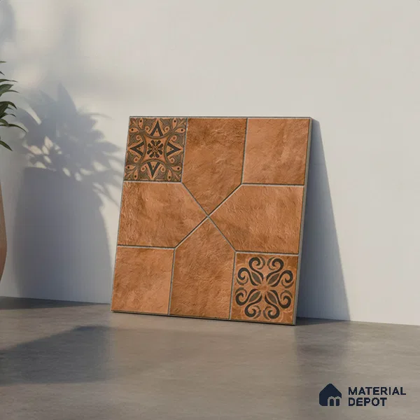 Stone Floor Tile TL 10493  16 inch x 16 inch Vitrified Matte Finish -12 mm | Suitable for Parking, Balcony & Terrace | Pattern Alignment May Vary | 2-3 mm Spacer is Mandatory