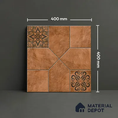Stone Floor Tile TL 10493  16 inch x 16 inch Vitrified Matte Finish -12 mm | Suitable for Parking, Balcony & Terrace | Pattern Alignment May Vary | 2-3 mm Spacer is Mandatory
