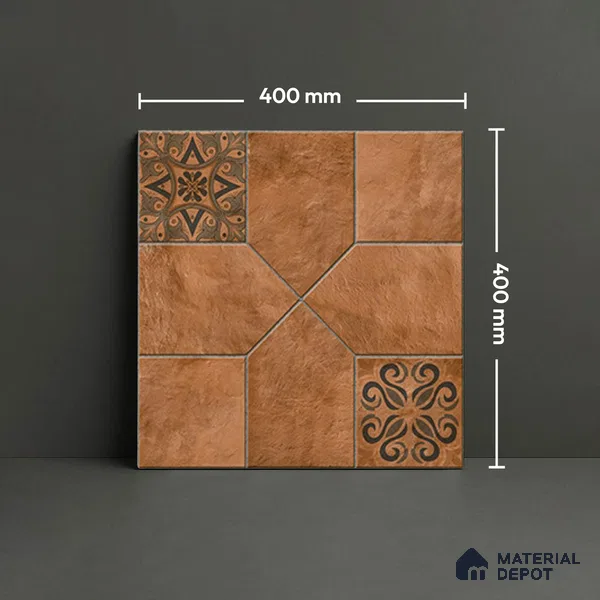 Stone Floor Tile TL 10493  16 inch x 16 inch Vitrified Matte Finish -12 mm | Suitable for Parking, Balcony & Terrace | Pattern Alignment May Vary | 2-3 mm Spacer is Mandatory