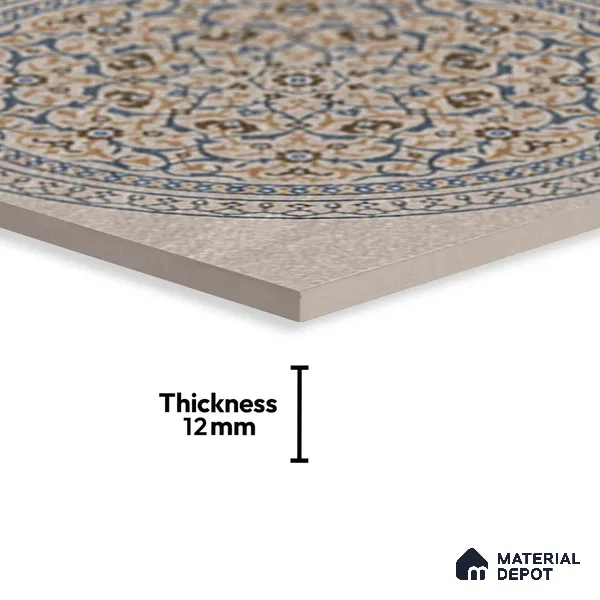 Patterned Floor Tile   TL 10499  16 inch x 16 inch Vitrified Matte Finish -12 mm | Suitable for Parking, Balcony & Terrace | Pattern Alignment May Vary | 2-3 mm Spacer is Mandatory