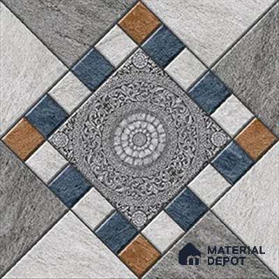 Patterned Floor Tile   TL 10491  16 inch x 16 inch Vitrified Matte Finish -12 mm | Suitable for Parking, Balcony & Terrace | Pattern Alignment May Vary | 2-3 mm Spacer is Mandatory
