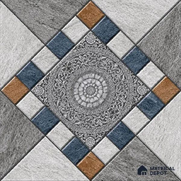 Patterned Floor Tile   TL 10491  16 inch x 16 inch Vitrified Matte Finish -12 mm | Suitable for Parking, Balcony & Terrace | Pattern Alignment May Vary | 2-3 mm Spacer is Mandatory