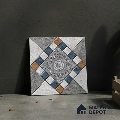Patterned Floor Tile   TL 10491  16 inch x 16 inch Vitrified Matte Finish -12 mm | Suitable for Parking, Balcony & Terrace | Pattern Alignment May Vary | 2-3 mm Spacer is Mandatory