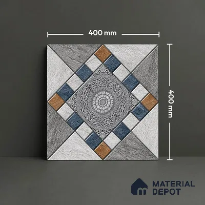 Patterned Floor Tile   TL 10491  16 inch x 16 inch Vitrified Matte Finish -12 mm | Suitable for Parking, Balcony & Terrace | Pattern Alignment May Vary | 2-3 mm Spacer is Mandatory