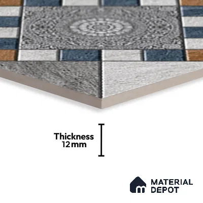 Patterned Floor Tile   TL 10491  16 inch x 16 inch Vitrified Matte Finish -12 mm | Suitable for Parking, Balcony & Terrace | Pattern Alignment May Vary | 2-3 mm Spacer is Mandatory